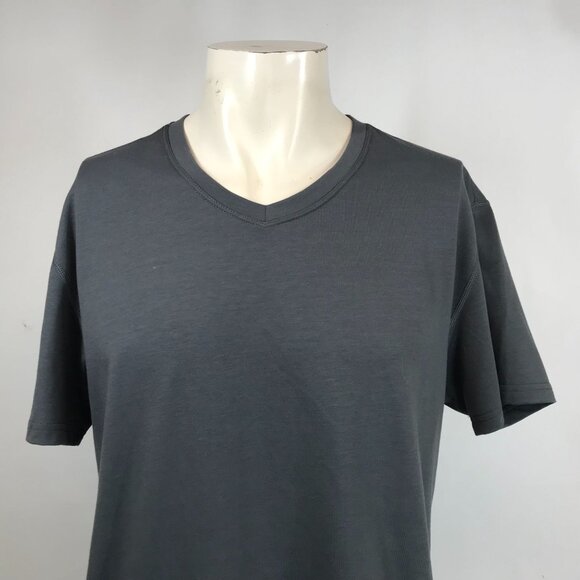 BYLT - MEN'S LARGE -GRAY DROP CUT SHORT SLEEVE V NECK BYLT BLEND T-SHIRT - Picture 2 of 8